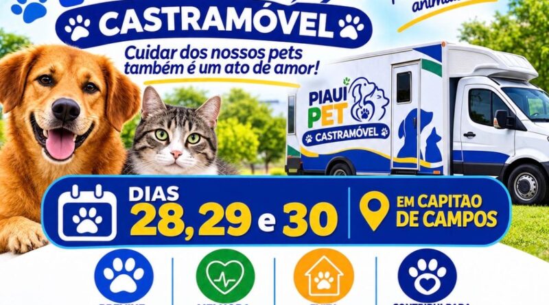 Piauí Pet Castramóvel chega a Capitão de Campos nos dias 28, 29 e 30